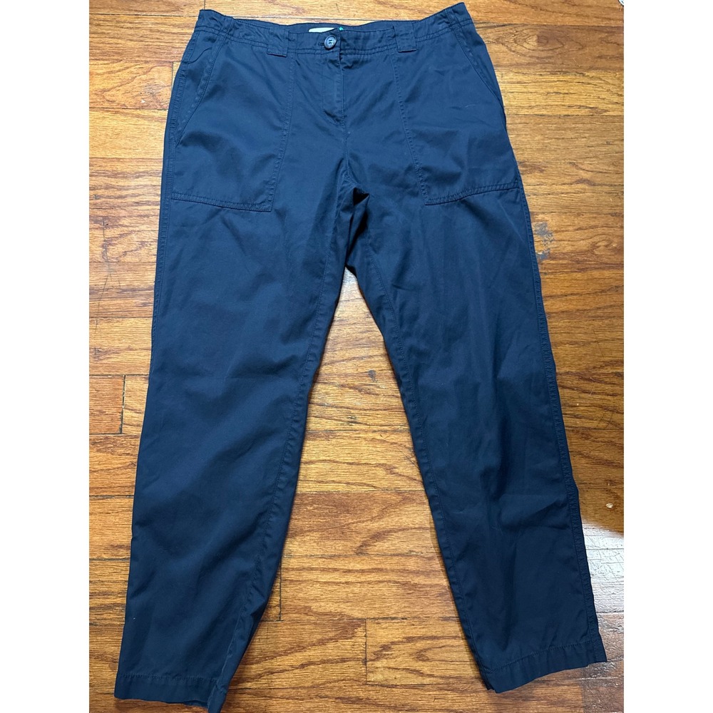 Nordstrom Signature Womens Navy Blue 100% Cotton Straight Leg Crop Pants Size 8